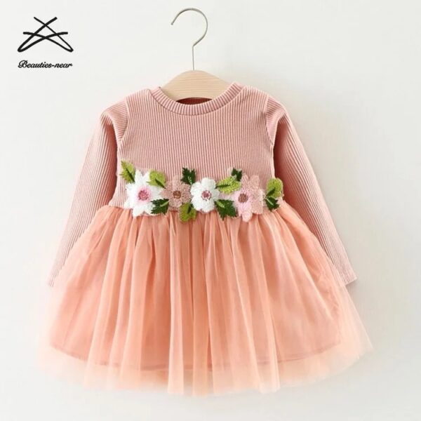 Baby Girl Peach Long Sleeve Dress