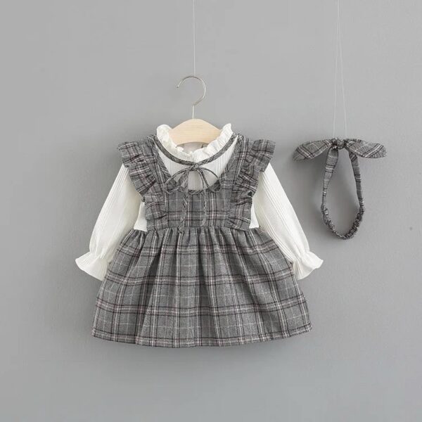 Baby Girl Black and White Check Dress