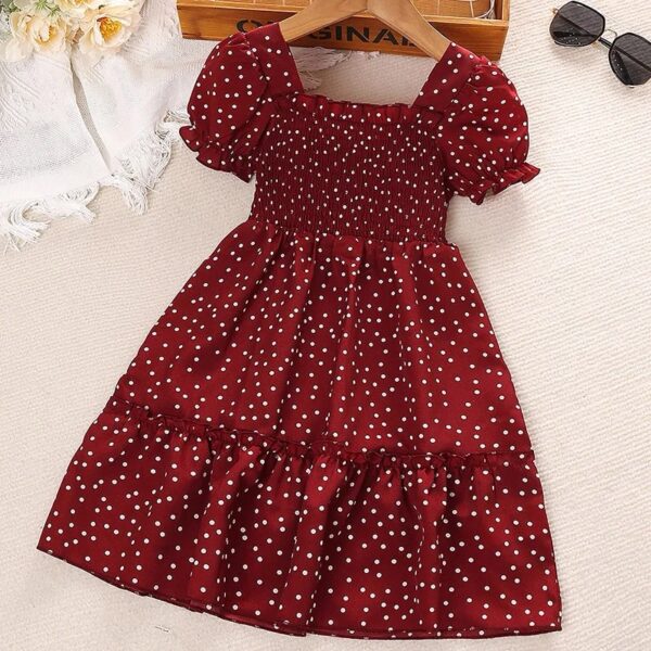 Maroon Polka Dots Summer Girls Dress