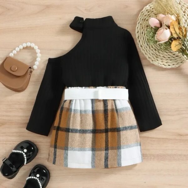 Brown Check Girls Fashion Set