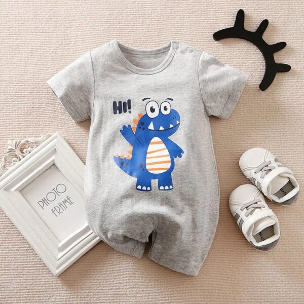 Baby Boy Gray Dino Bodysuit