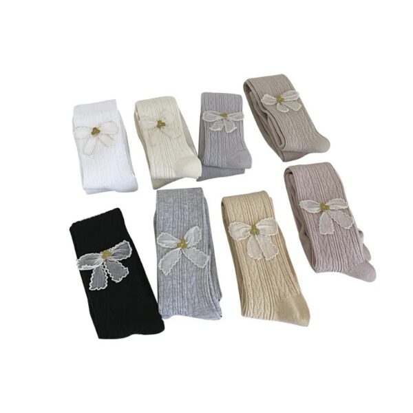 White Bow Long Socks Pant