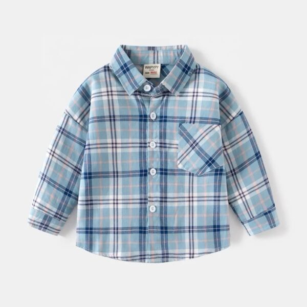 Sky Blue Check Boys Shirt