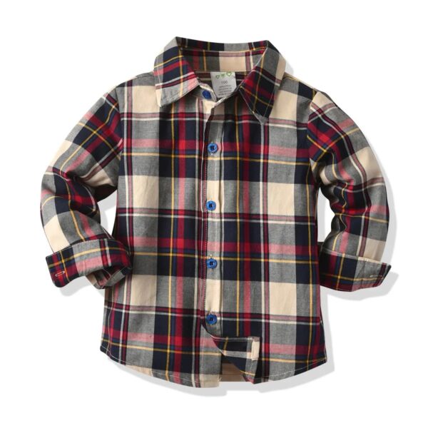 Brown Red Check Boys Shirt