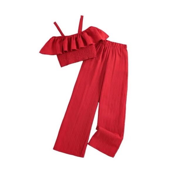 Red Girls Crop Top 2 piece Set