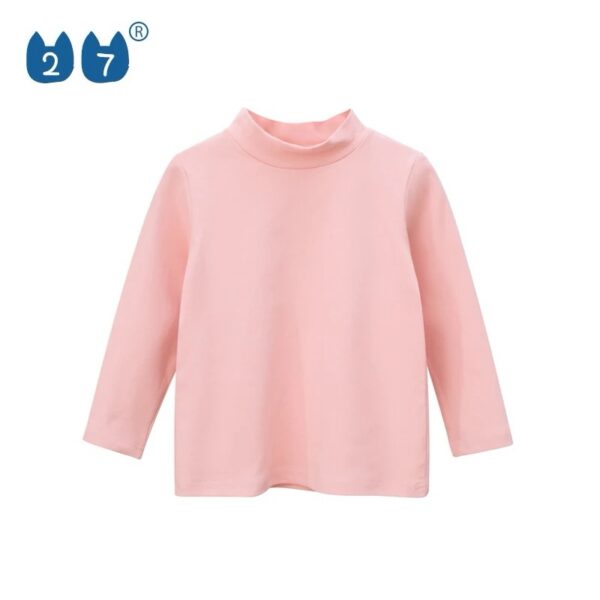 Plain Long Sleeve Turtle Neck Tops - Image 4