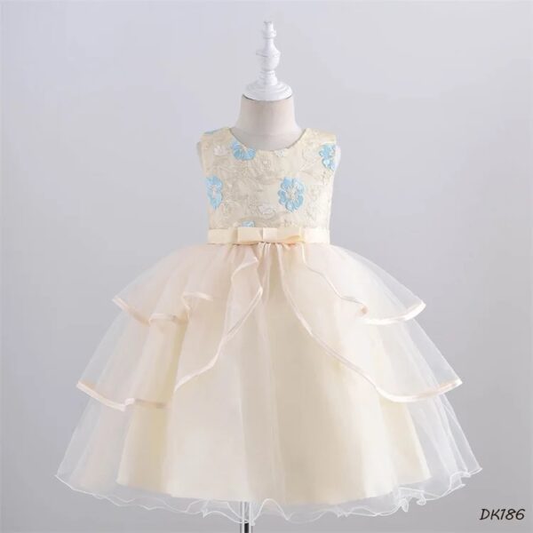 Creamy Blue Flower Princess Dress