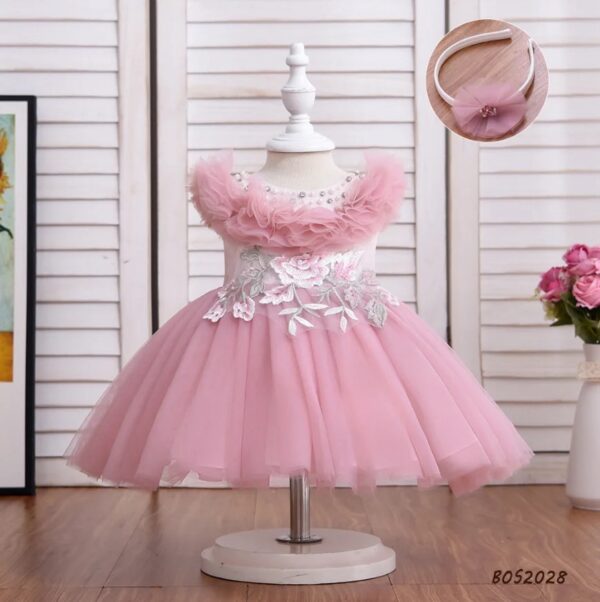 Pink Luxury Girls Occasion Party or Birthday Dress - Image 2